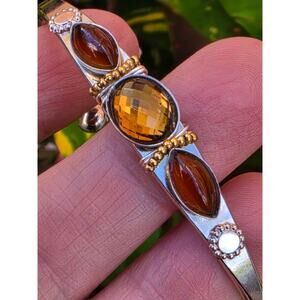 Beautiful Vintage Liztech Silver Tone and Crystal Wire Wrapped Cuff Bracelet